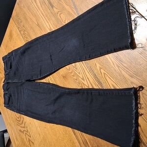 MOTHER Jeans Womens 26 BLACK Raw Hem HUSTLER ANKLE BOOTCUT Denim Preowned Used